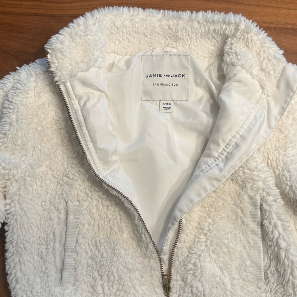 Janie and Jack Sherpa Cropped Jacket | Jet Ivory | GUC | Cozy Fall Layer - Picture 2 of 6